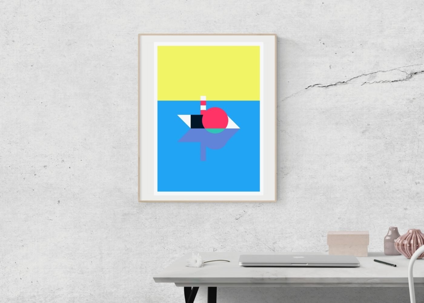Grey and Blue Modern Wall Frame Instagram Post
